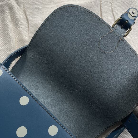 Cath Kidston London Blue Polka Dot Leather Crossbody Satchel Bag w/Dust Bag - Picture 6 of 15